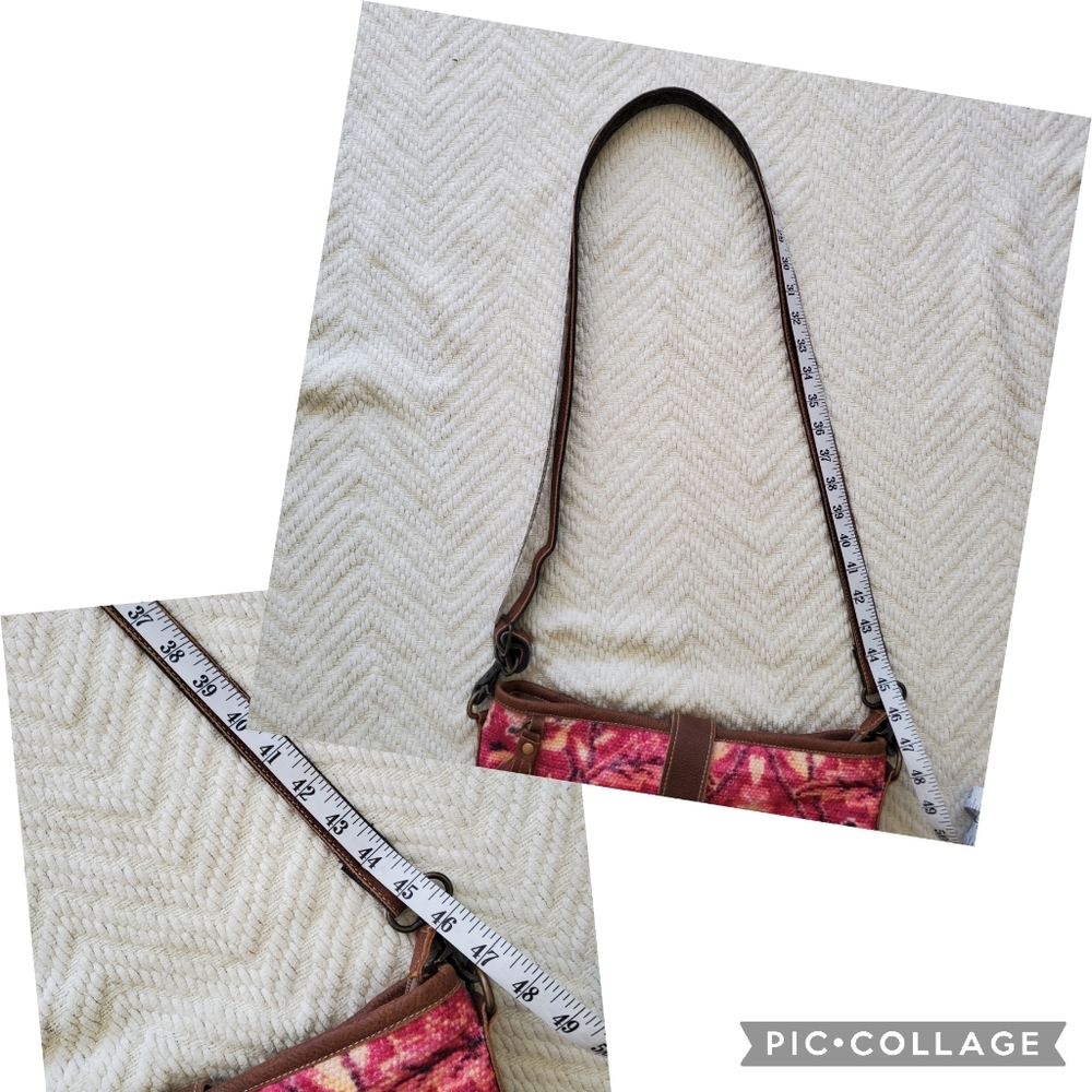 Myra Bag Fuchsia Tapestry Cotton & Leather Boho Satchel - Picture 14 of 14
